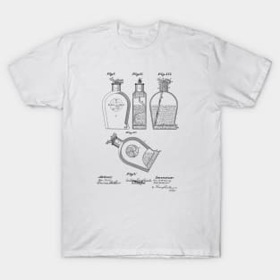 Measuring Bottle Flask Vintage Patent Hand Drawing T-Shirt